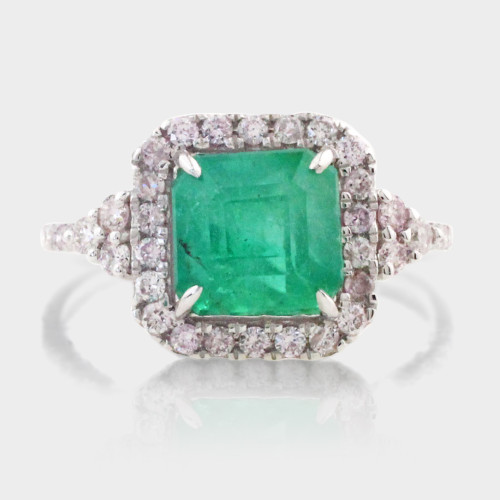 14K Emerald and Link Diamond Ring