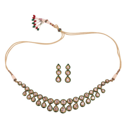 Traditional North Indian Diamond Necklace and Earrings